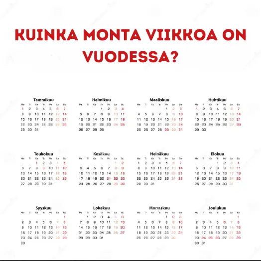 kuinka monta viikkoa on vuodessa